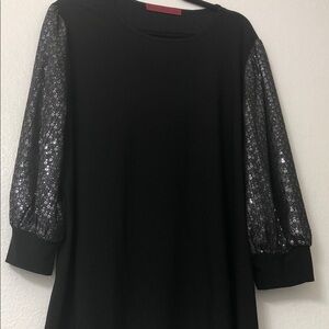 Chic Black blouse with Glittering Sleeves